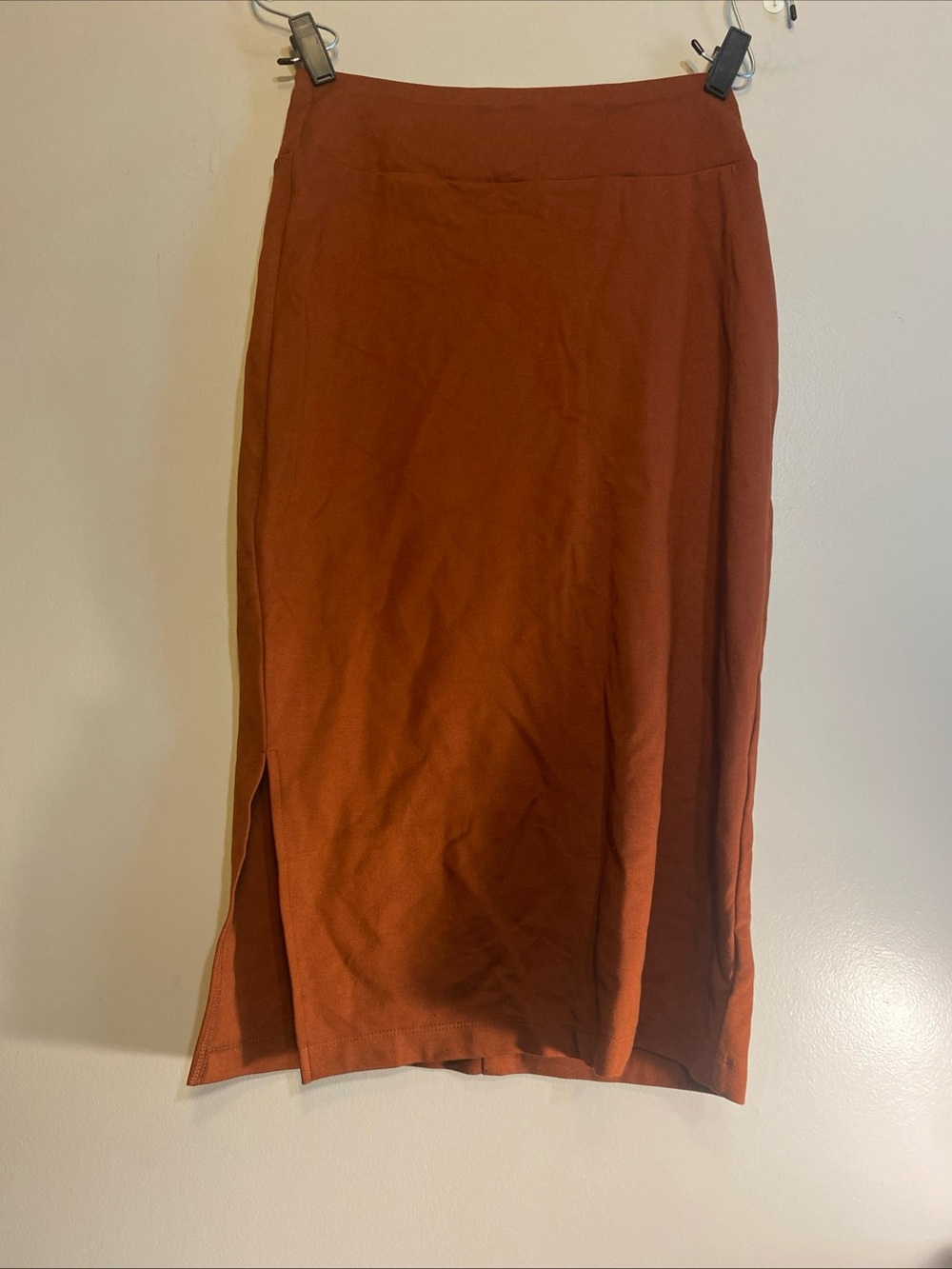 Nine West Ponte Pencil Skirt Women’s Sz XS Pull On Side Slit Strertch Minimalist